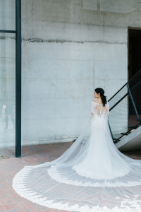 605LL03 LL Long Sleeves Illusion Back Zip Long Train 2