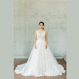 608LL04 LL Soie Low V neck illusion Silk Satin 30 (12)  Bride Wedding Event Reception Dinner Dress rental Malaysia