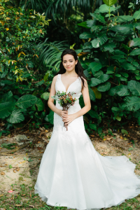 610CCW03 V neck Trumpet 2 Romantic wedding dress Malaysia, Church Wedding Malaysia, Long Sleeves Bridal Dress Malaysia Rental, 