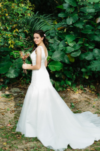 610CCW03 V neck Trumpet 3 Bridal event wedding dress reception rental custom make