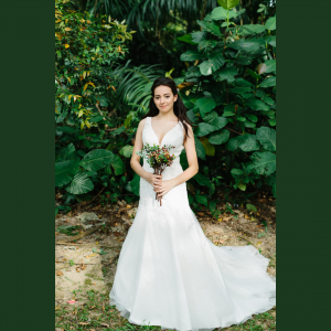 610CCW03 V neck Trumpet 2 Bridal Gown Signature Designer Custom make rental Kuala Lumpur