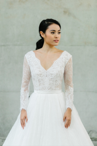 610LLW03 LL Long Sleeves V neck low back Cassandra 13 Bride Wedding Gown Premium Designer Malaysia rental