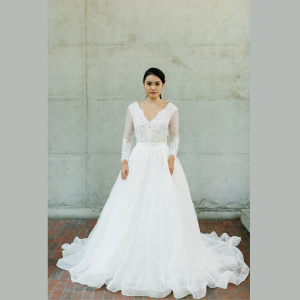 610LLW03 LL Long Sleeves V neck low back Cassandra 18 Baju Majlis Kahwin Nikah Sanding Malaysia tempah sewa