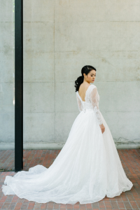 610LLW03 LL Long Sleeves V neck low back Cassandra 5 Bride Wedding Dress Designer Premium White Rental Kuala Lumpur