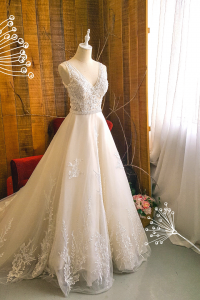 812BY02W05 Aryssa V neck illusion V back button A line c Bridal Gown Signature Designer Custom make rental Kuala Lumpur