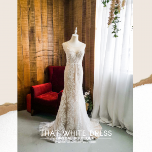 910LLW03 Vinona Champagne strap V mermaid e Bride Wedding Event Reception Dinner Dress rental Malaysia