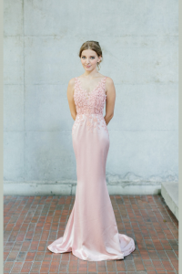 Evening Dress 610LLE03 LL Soie Champagne Illusion Neckline Silk Satin 1 Bridal event wedding dress reception rental custom make