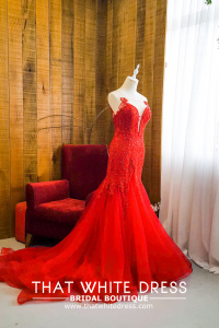 910LLW04 Winona Red Spag strap deep V baroque trumpet a