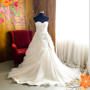 603LLWL01 LL Plus Sweet Heart Organza Pleated A line Nur h Plus Size Bride Malaysia Dress Rental