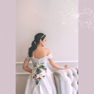 711LLW02 Jill 2 piece off shoulder bolero with silk satin wrap skirt 6ROM wedding dress rental Malaysia, Simple wedding dress malaysia, ROM wedding gown Kuala Lumpur, Garden wedding reception Malaysia, 