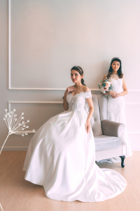 711LLW02 Jill 2 piece off shoulder bolero with silk satin wrap skirt 7