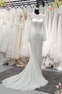 812BY03W01 Ellye Long Sleeves Chantilly lace trumpet zip 12 Malay Wedding Dress Design Kuala Lumpur, Wedding Ballgown rental Malaysia, 