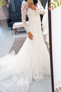 910LLW07 Darla LS baroque trumpet 4 Full lace wedding dress malaysia, Malay Wedding Dress Design Kuala Lumpur, 