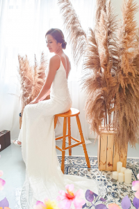 812BY02W02 Laryssa Spag Strap V neck sequin bodice sheath 13 Mermaid wedding dress,Church wedding dress long Sleeves Malaysia, Bridal Dress Rental Malay Kuala Lumpur Rental, Wedding Dress Rental Minimalist Malaysia,  Mermaid wedding dress,Full lace weddin