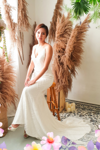 812BY02W02 Laryssa Spag Strap V neck sequin bodice sheath 14