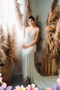 812BY02W02 Laryssa Spag Strap V neck sequin bodice sheath 2 Sexy Wedding Gown Malaysia, Romantic wedding dress Malaysia, Garden wedding reception Malaysia, 