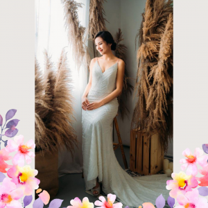 812BY02W02 Laryssa Spag Strap V neck sequin bodice sheath 1 Mermaid wedding dress,Baju Pengantin Designer Malaysia, Pengantin Muslimah Malaysia, Wedding Dress rental Kuala Lumpur, 