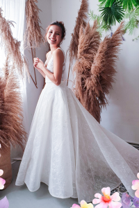 812BY02W03 Maryssa  Strap V neck illusion bodice satin sheath 6 (2) Sexy Wedding Gown Malaysia, Romantic wedding dress Malaysia, Garden wedding reception Malaysia, 