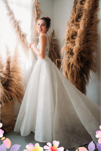 812BY02W03 Maryssa  Strap V neck illusion bodice satin sheath 5 Princess Wedding Gown Malaysia, Bridal Dress Rental Malay Kuala Lumpur Rental, 