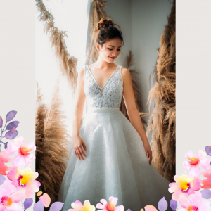 812BY02W03 Maryssa  Strap V neck illusion bodice satin sheath 1 Princess Wedding Gown Malaysia, Petite Bridal Wedding Dress rental Kuala Lumpur, 