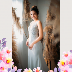 812BY02W03 Maryssa  Strap V neck illusion bodice satin sheath 4 ROM wedding dress rental Malaysia, Satin Wedding Dress Rental Kuala Lumpur, 