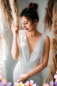 812BY02W04 Varyssa V neck Illusion back satin sheath 2 Garden Wedding Malaysia, Beach Wedding Malaysia, Petite Wedding Gown rental Kuala Lumpur, 