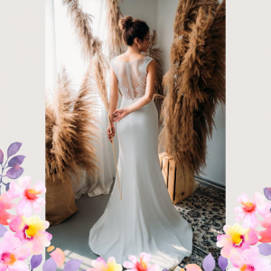 812BY02W04 Varyssa V neck Illusion back satin sheath 9 Satin Wedding Dress Rental Kuala Lumpur, Simple wedding dress malaysia, 