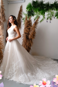 812BY02W05 Aryssa V neck illusion bodicie A line 86 Sexy Wedding Gown Malaysia, Romantic wedding dress Malaysia, Garden wedding reception Malaysia, 