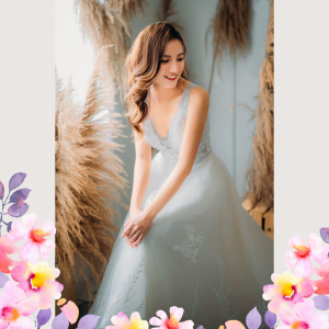 812BY02W05 Aryssa V neck illusion bodicie A line 8 ROM wedding dress rental Malaysia, Satin Wedding Dress Rental Kuala Lumpur, 