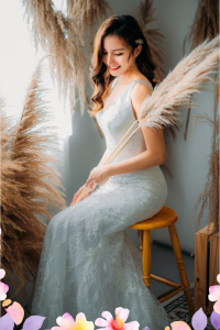 812BY03W03 Rellye Strap V neck Chantilly lace V back  trumpet 2 Church Bride Malaysia, Bride Engagement Dress Rental Malaysia, Bridal Dress Rental Malay Kuala Lumpur Rental, ROM wedding dress rental Malaysia, 