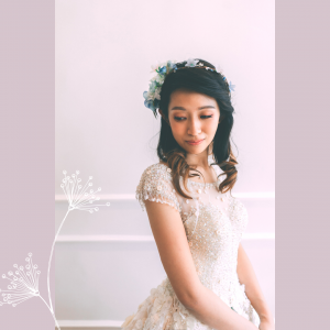 Evening Dress 711XNE07 Champagne sequined bodice floral train Princess 1Princess Wedding Gown Malaysia, Bridal Dress Rental Malay Kuala Lumpur Rental, 