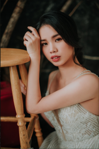 201RYW02 Olivia Champagne Spag Geometry A line 3 Bridal event wedding dress reception rental custom make