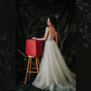 201RYW02 Olivia Champagne Spag Geometry A line 10 Petite Bride Malaysia, Wedding Ballgown rental Malaysia, Bridal Dress Rental Malay Kuala Lumpur Rental, 