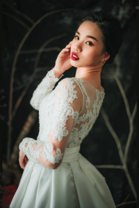 808LLW01 Laily long sleeves guipure lace duchess satin A line 3Malay Wedding Dress Design Kuala Lumpur, Wedding Ballgown rental Malaysia, 