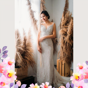 906BY04W02 Darina Deep V trumpet Baroque 4 Garden Wedding Malaysia, Beach Wedding Malaysia, Petite Wedding Gown rental Kuala Lumpur,  