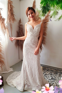 906BY04W02 Darina Deep V trumpet Baroque 11 French Chantilly Lace bridal dress custom make malaysia, Full lace wedding dress malaysia, Simple wedding dress malaysia, ROM wedding gown Kuala Lumpur, 