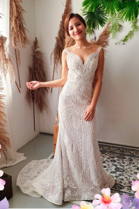 906BY04W02 Darina Deep V trumpet Baroque 13 Mermaid wedding dress,Full lace wedding dress malaysia, Petite Wedding Gown rental Kuala Lumpur, Church Wedding Malaysia, 