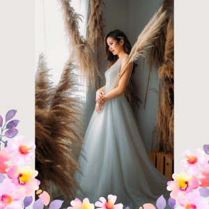 906BY04W04 Harina Deep V scallops A line tulle 1 ROM wedding dress rental Malaysia, Simple wedding dress malaysia, ROM wedding gown Kuala Lumpur, Garden wedding reception Malaysia, 