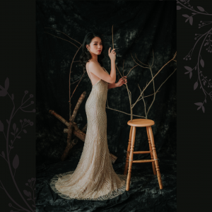 906LLE02 Thrisha Champagne Spaghetti Strap full beadings Trumpet 1 Mermaid wedding dress,Sexy Wedding Gown Malaysia, Romantic wedding dress Malaysia, Garden wedding reception Malaysia, ROM wedding gown Kuala Lumpur, 