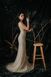 906LLE02 Thrisha Champagne Spaghetti Strap full beadings Trumpet 1 Mermaid wedding dress,Sexy Wedding Gown Malaysia, Romantic wedding dress Malaysia, Garden wedding reception Malaysia, ROM wedding gown Kuala Lumpur, 