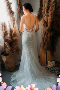 906LLW01 Chrisha Spaghetti Strap Baroque trumpet 4 Mermaid wedding dress,Sexy Wedding Gown Malaysia, Romantic wedding dress Malaysia, Garden wedding reception Malaysia, ROM wedding gown Kuala Lumpur, 