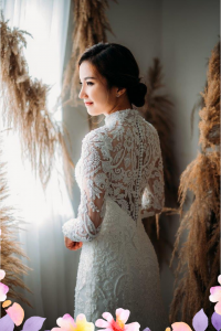 906LLW03 Fhrisha Long Sleeves Baroque A line 1 Long Sleeves Wedding Dress Rental Malaysia, Pengantin Muslimah Malaysia, Muslim Bride Malaysia, Church wedding dress long Sleeves Malaysia, 