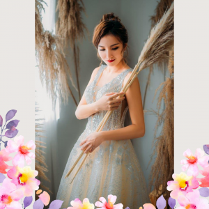 908XNW03 Yazmin Champagne V neck Strap A line 2 Princess bridal Gown,Malay Wedding Dress Design Kuala Lumpur, Long Sleeves Wedding Dress Rental Kuala Lumpur, Baju Pengantin Designer Malaysia, 