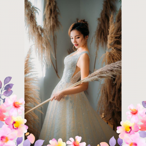 908XNW03 Yazmin Champagne V neck Strap A line 1 Princess bridal Gown,Malay Wedding Dress Design Kuala Lumpur, Long Sleeves Wedding Dress Rental Kuala Lumpur, Baju Pengantin Designer Malaysia, 