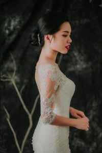 909BY05W02 Dara LS Beige trumpet Guipure lace 4 Long Sleeves Wedding Dress Rental Malaysia, Pengantin Muslimah Malaysia, Muslim Bride Malaysia, Church wedding dress long Sleeves Malaysia