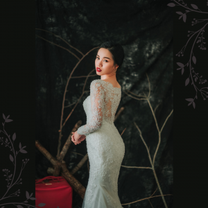 910LLW06 Carla LS boat neck trumpet Alencon 1 Long Sleeves Bridal Dress Malaysia Rental, French Lace wedding Dress rental Malaysia, 