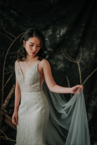 201RYW01 Mia Champagne Spag Geometry Trumpet 2 Full lace wedding dress malaysia, Petite Bridal Wedding Dress rental Kuala Lumpur, Sexy Wedding Gown Malaysia, 