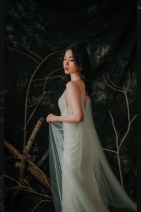 201RYW01 Mia Champagne Spag Geometry Trumpet 9 Bride Wedding Event Reception Dinner Dress rental Malaysia