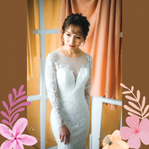 211BY10W02 Annabelle Long Sleeves Trumpet Floral lace k Mermaid wedding dress,Full lace wedding dress malaysia, Petite Wedding Gown rental Kuala Lumpur, Church Wedding Malaysia, 