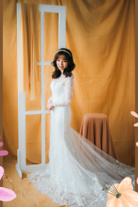 211BY10W04 Arabelle LS Trumpet Floral Guipure k Mermaid wedding dress,Church wedding dress long Sleeves Malaysia, Bridal Dress Rental Malay Kuala Lumpur Rental, Wedding Dress Rental Minimalist Malaysia, 